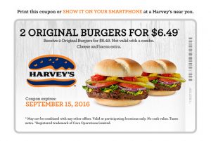 Harvey's Burger Coupons